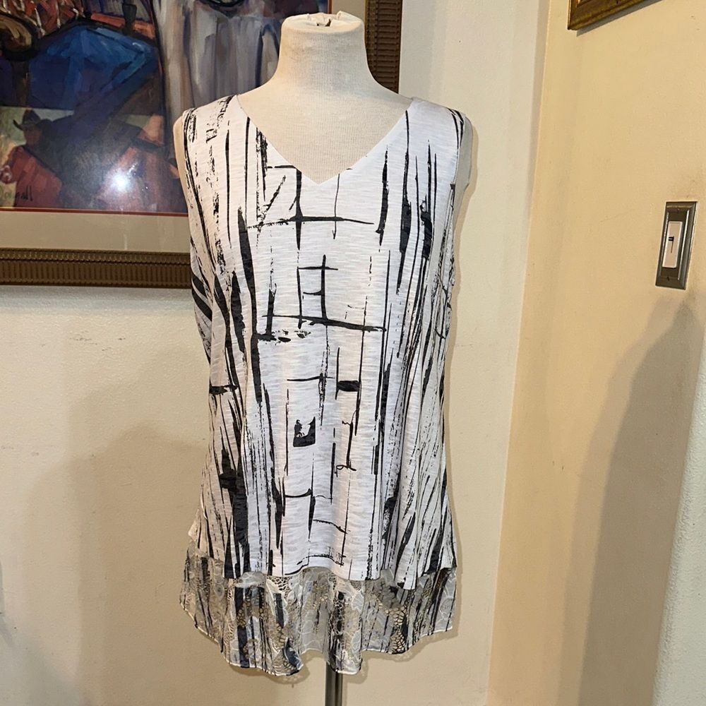 Impulse California Stylish Black/ White Women's Top Size Medium